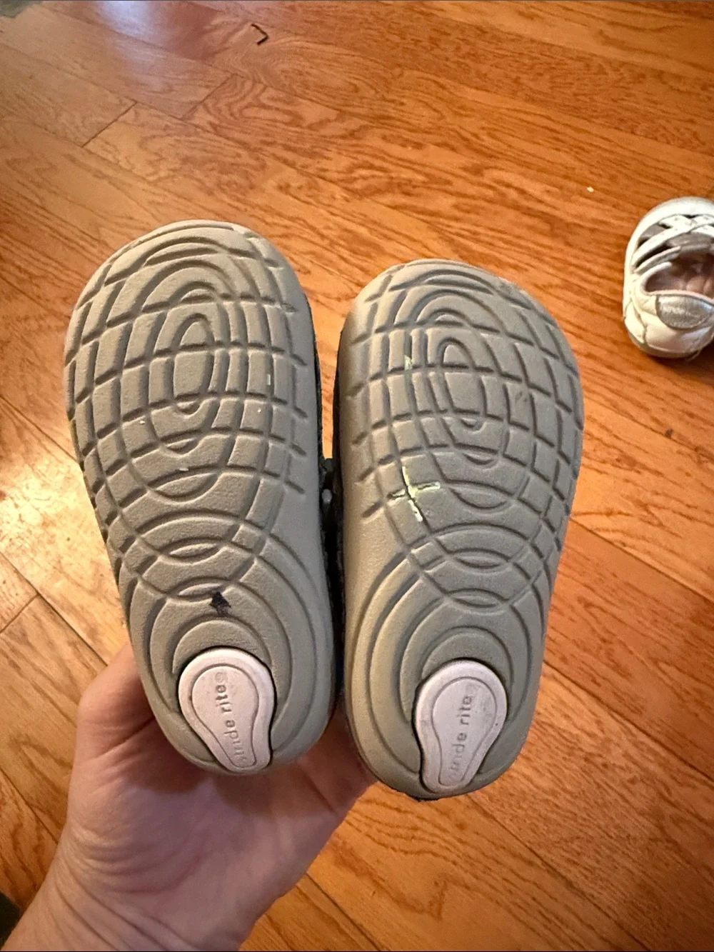Stride Rite Taupe Leather Kids Boots with Cream Toecaps